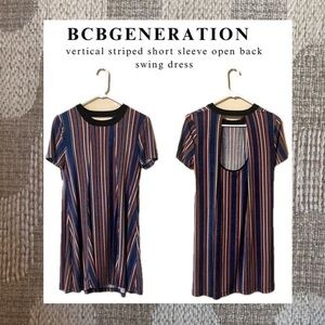 bcbgeneration • vertical striped back cut out mini dress